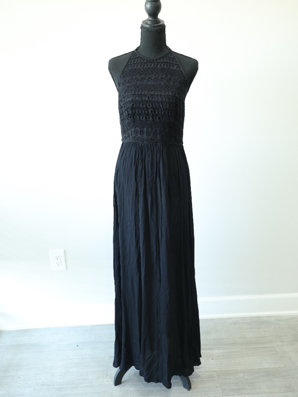 ASOS crochet detail halter maxi dress